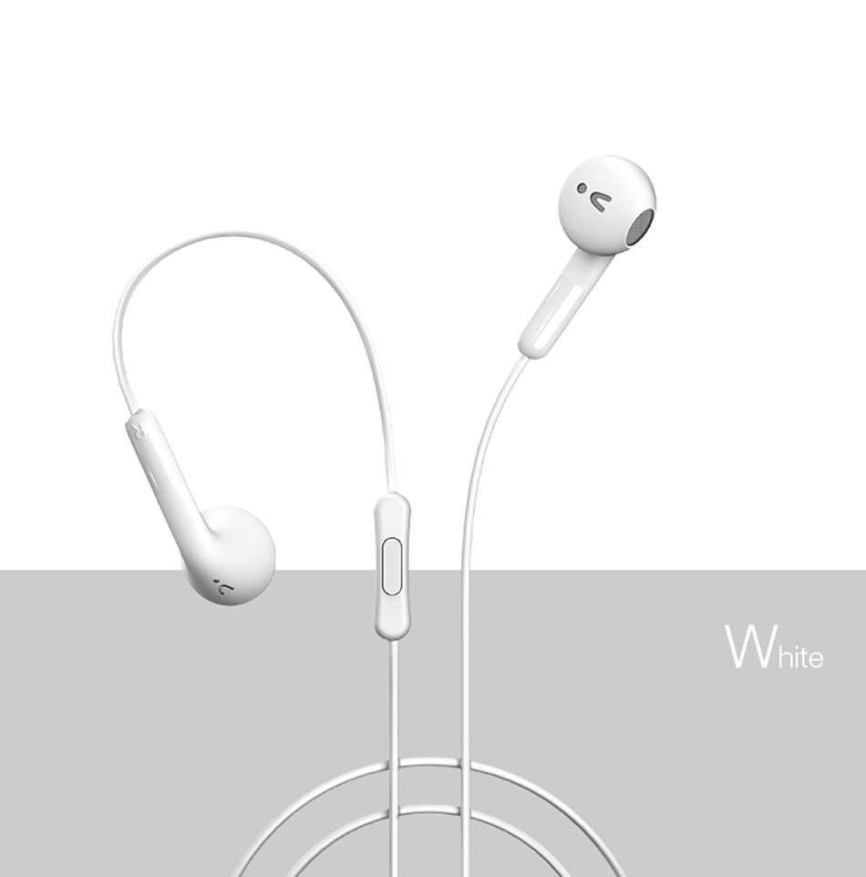 USAMS EP-15 In-Ear Earphone with Mic Wire Control 3.5mm AUX Noise Cancelling - White