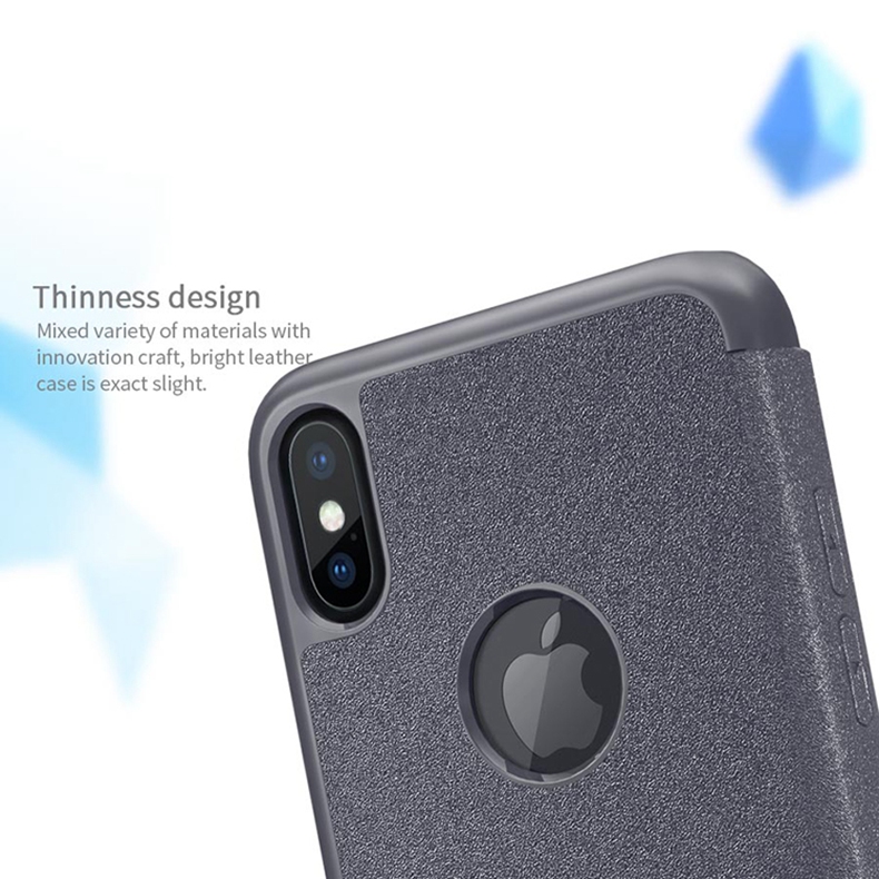 Nillkin Sparkle Series Logo Hole Edition Leather Case Protective Phone Shell For iPhone X - White
