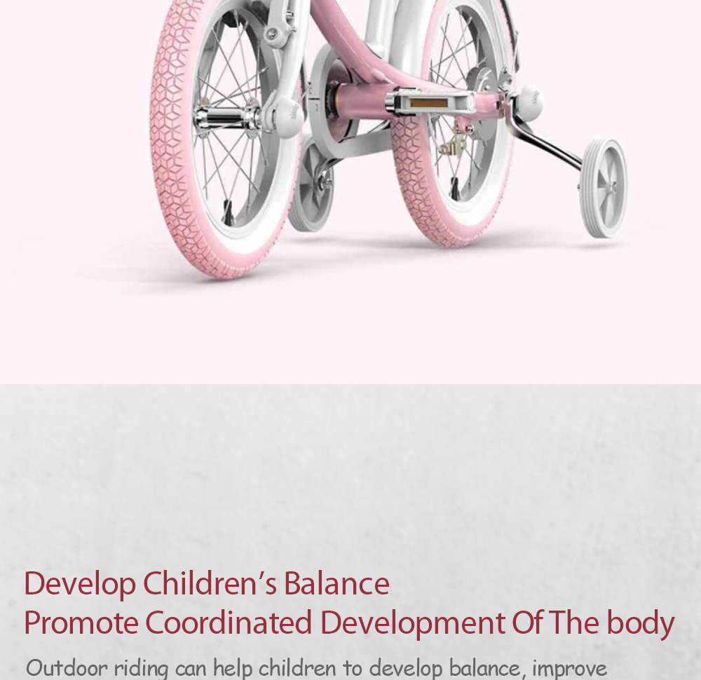 Xiaomi Mijia 14 Inch Kids Bike For Girls Aluminium Alloy With Dual Brakes System Adjustable Saddle - Red