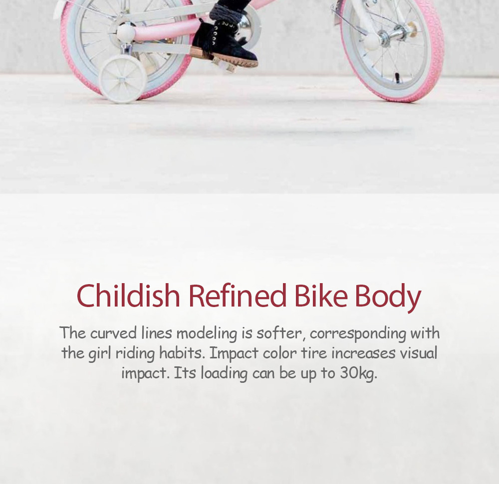 Xiaomi Mijia 14 Inch Kids Bike For Girls Aluminium Alloy With Dual Brakes System Adjustable Saddle - Red