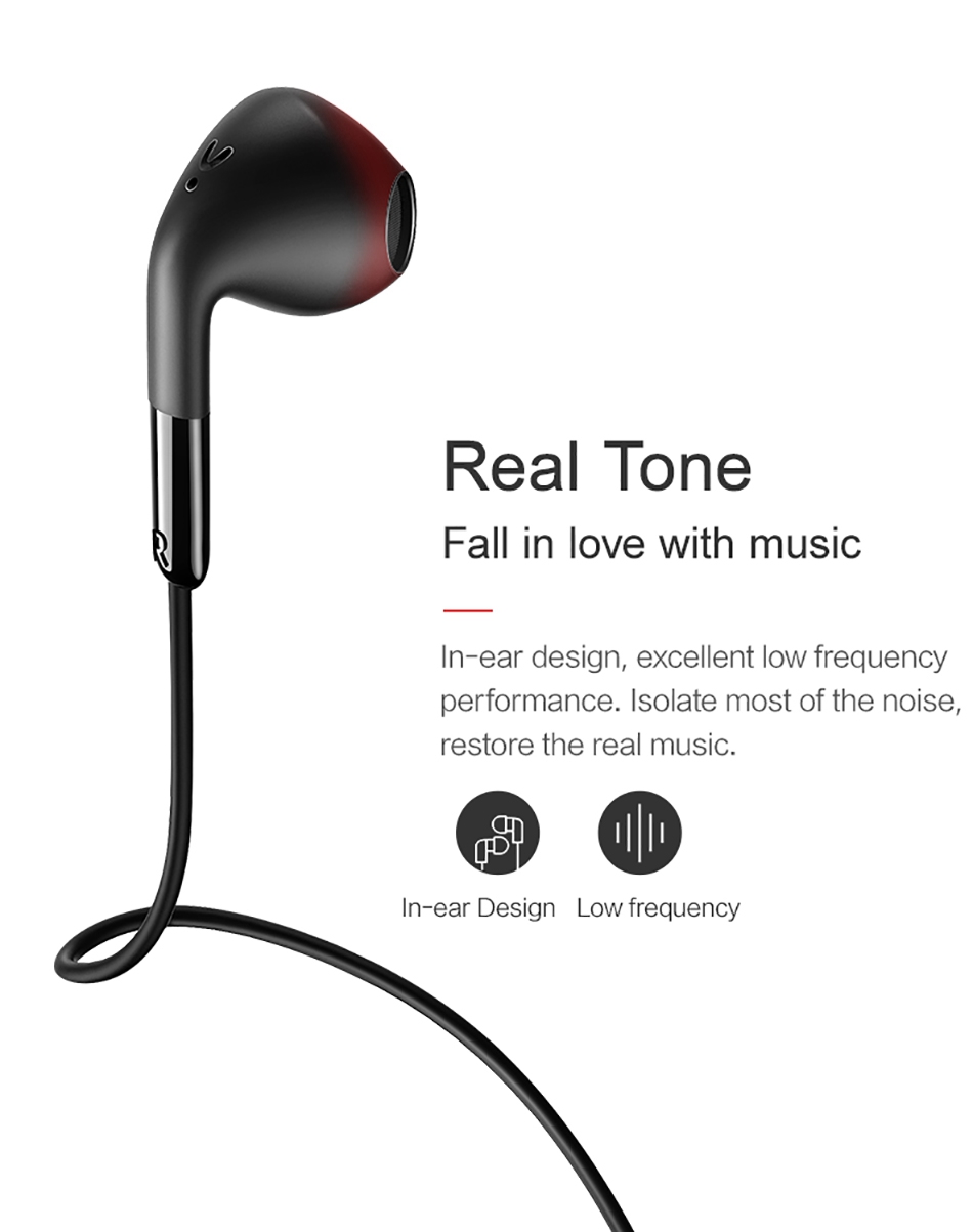 USAMS EP-15 In-Ear Earphone with Mic Wire Control 3.5mm AUX Noise Cancelling - White
