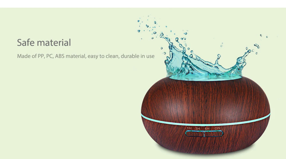 GX.Diffuser GX-18K 300ml Ultrasonic Essential Oil Diffuser Cool Mist Humidifier Timer Setting LED Night Light -Brown