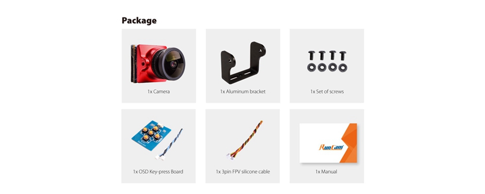 RunCam Micro Eagle 1-6 Level WDR Mirror Flip Image 800TVL 1/1.8" CMOS Sensor N/P 16:9/4:3 Switchable FPV Camera
