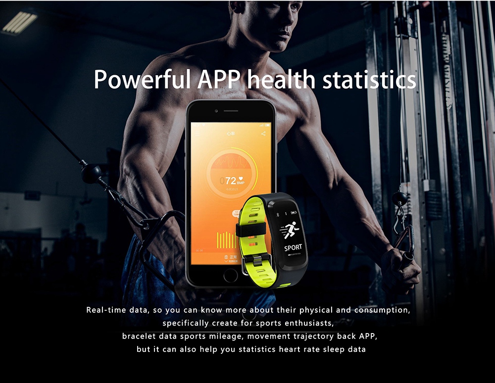 No.1 F4 Smart Fitness Bracelet 0.96 Inch OLED Display IP68 Water Resistance Blood Oxygen Heart Rate Monitor Compatible with iOS Android - Green
