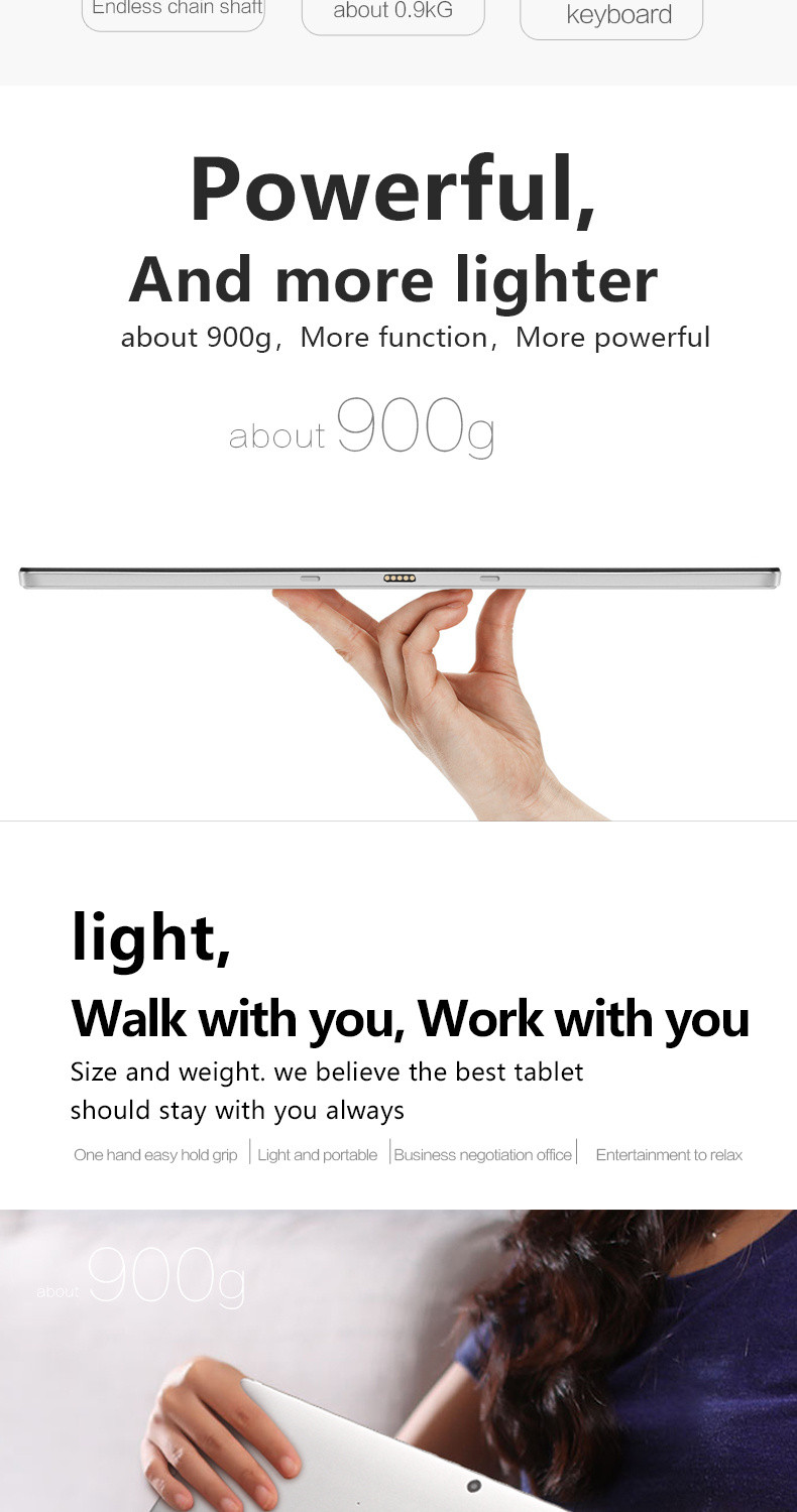 VOYO VBook I7PLus Tablet Intel Core i7-7500U Dual Core 12.6 Inch 3K IPS 2880*1920 8GB RAM 256GB SSD Windows 10 Dual Band Wifi - Black+Gray