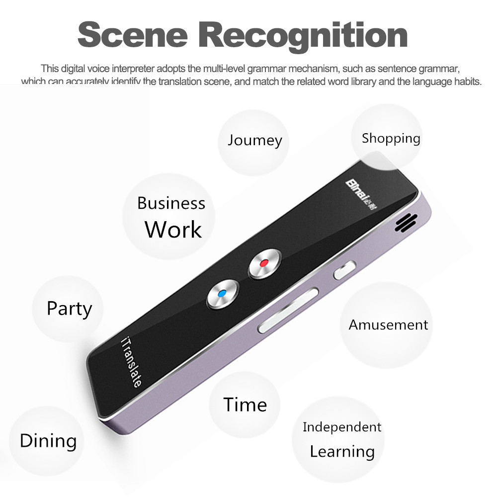Binai VT1 Smart Voice Translator Real Time Speech Interactive Translation - Black
