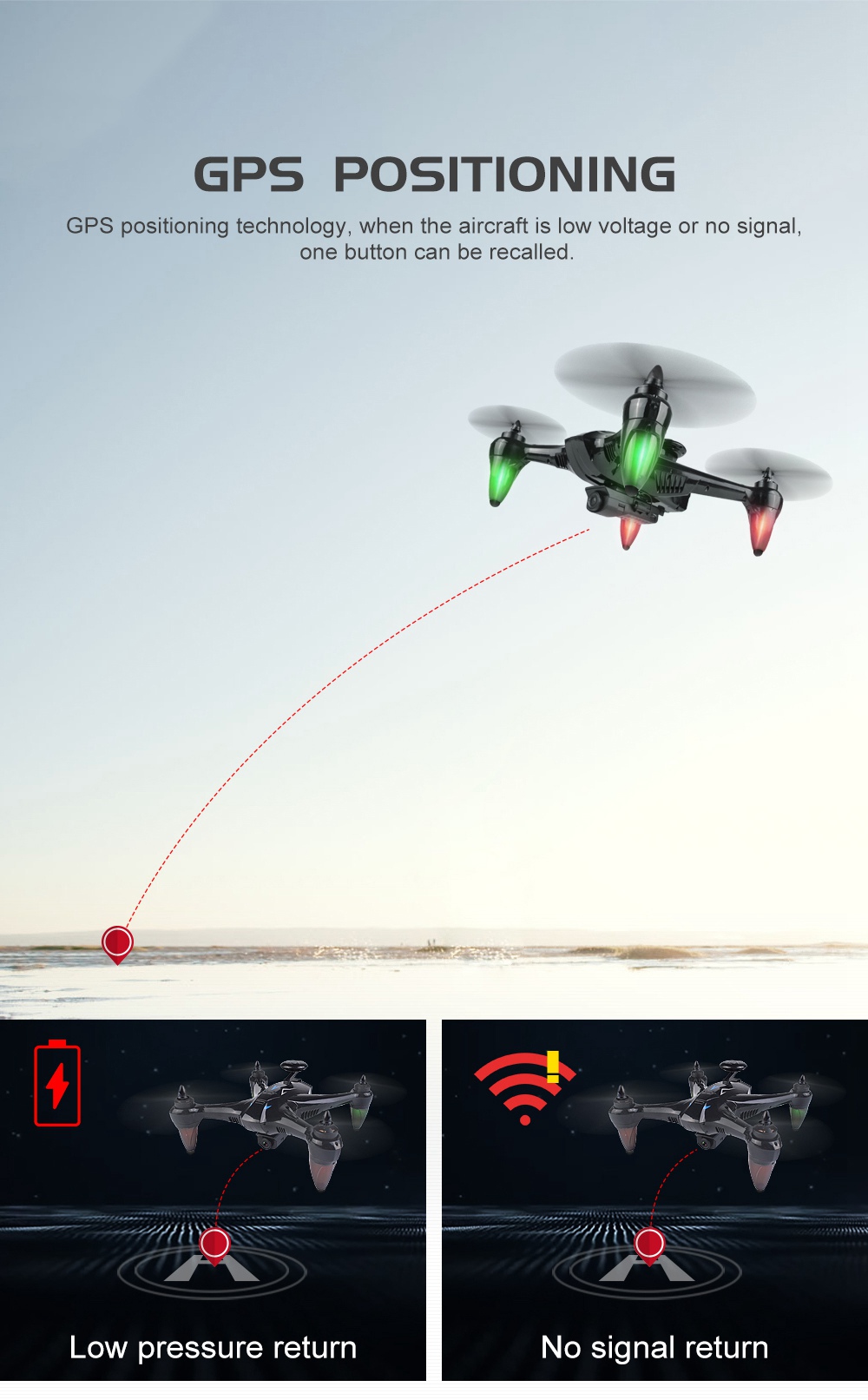 XINLIN SHIYE GW198 5G WIFI FPV with 1080P HD Camera Double GPS Brushless RC Quadcopter RTF - Blue