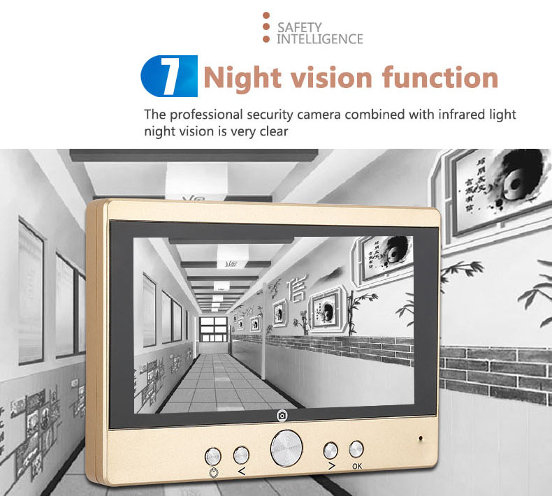 SY501 720P 5" WiFi Door Viewer Wireless Digital PIR Motion Detection IR Night Vision Pinhole Camera -Gold