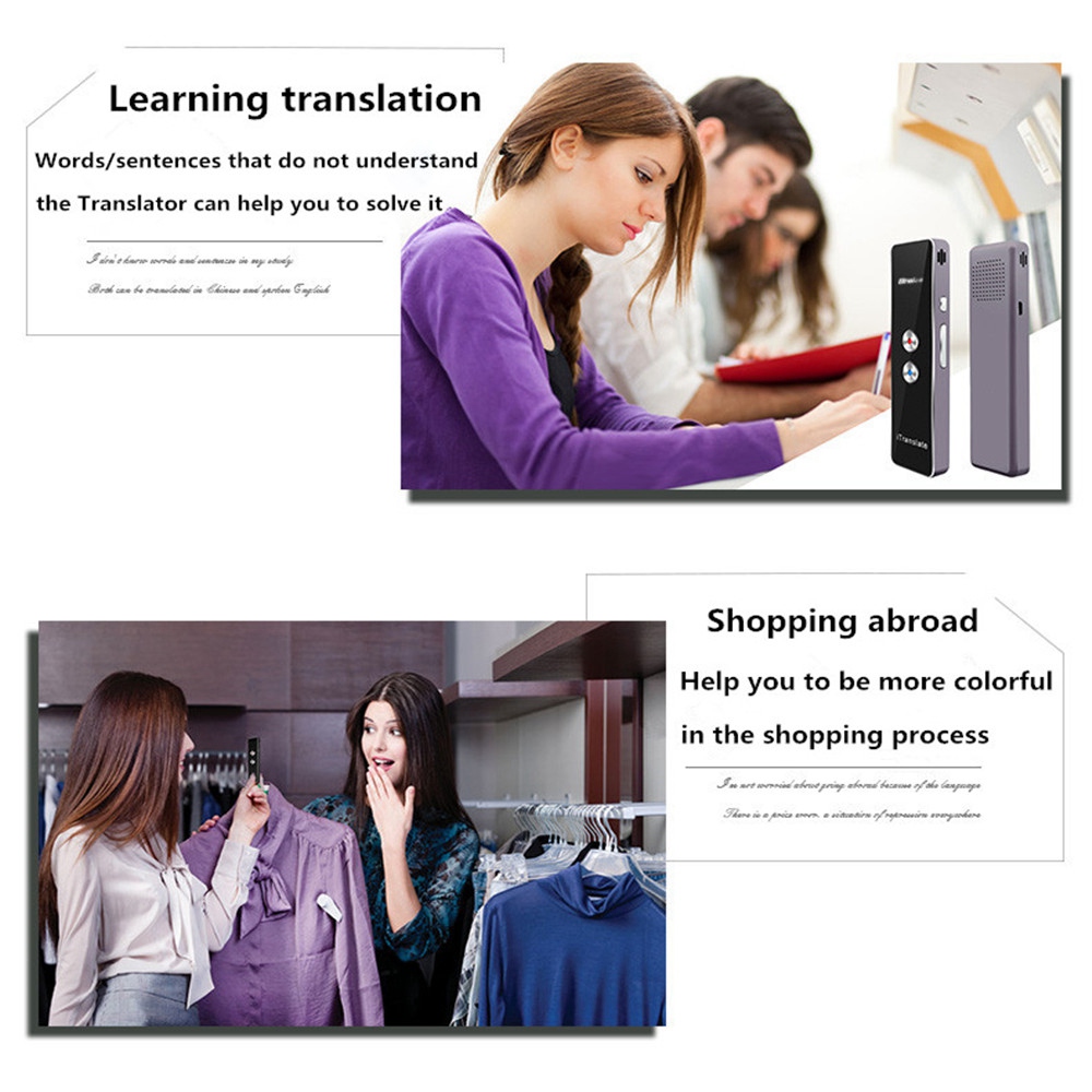 Binai VT1 Smart Voice Translator Real Time Speech Interactive Translation - Black