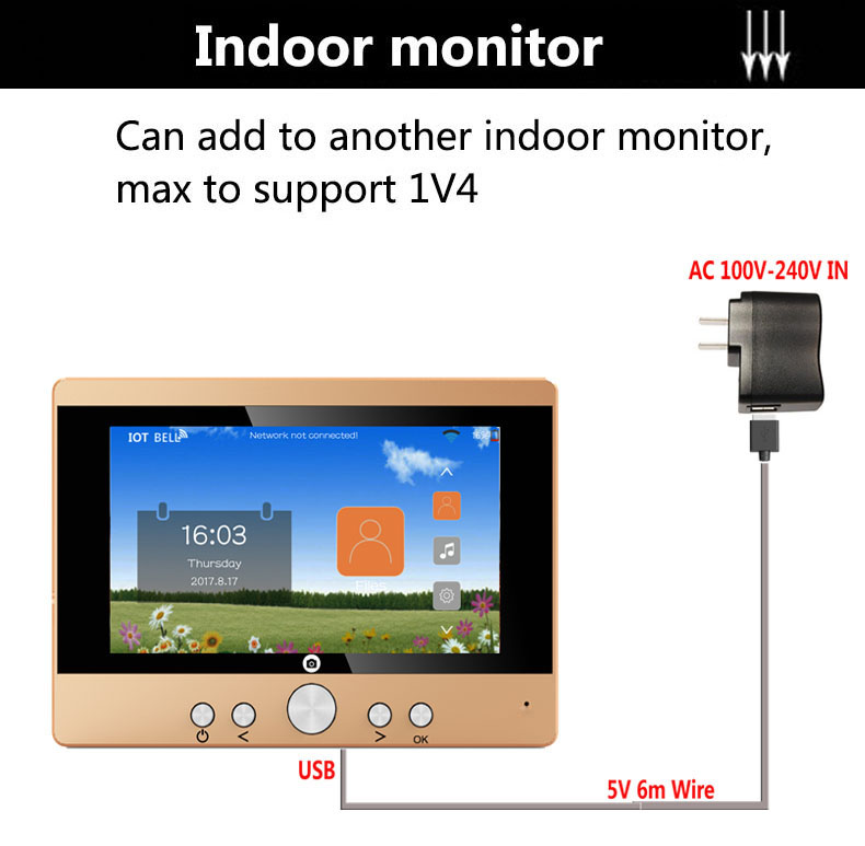 SY501 720P 5" WiFi Door Viewer Wireless Digital PIR Motion Detection IR Night Vision Pinhole Camera -Gold