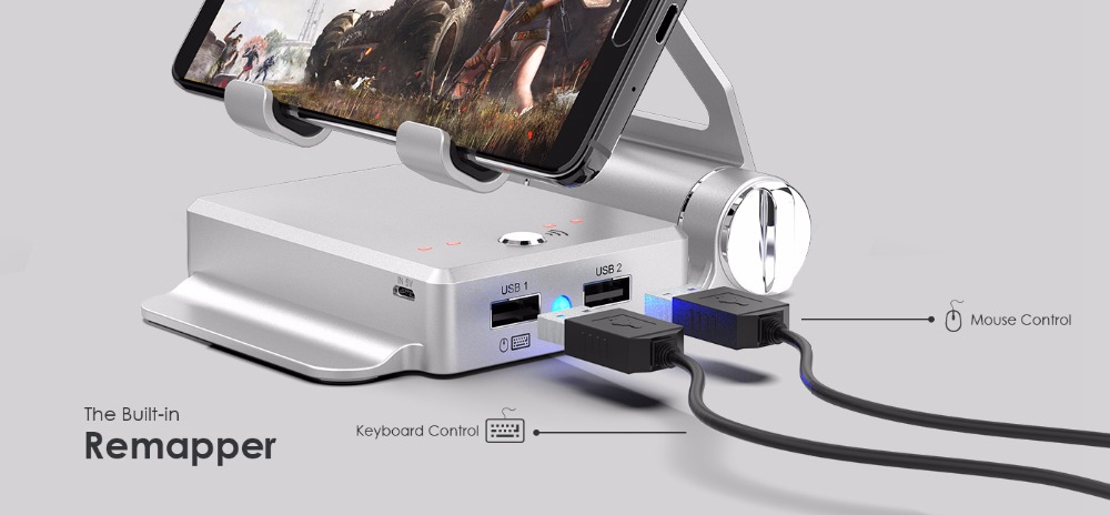 GameSir X1 Bluetooth BattleDock Converter Keyboard and Mouse Adapte for PUBG FPS games, RoS,Knives Out,Free Fire -Silver
