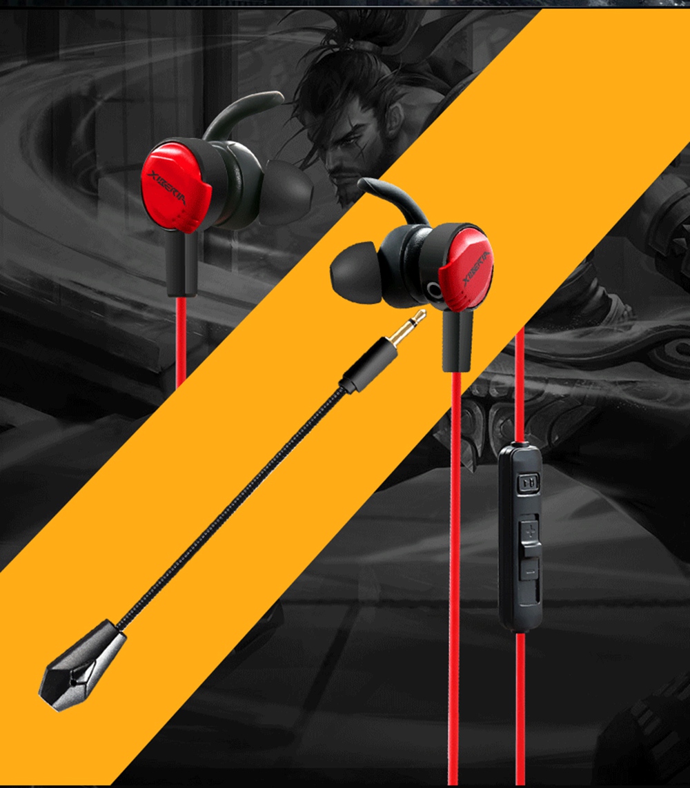 Xiberia MG-1 In-ear Gaming Headphones for PC Phone PS4 xbox one Mac with Microphone and Wire control -Black+red