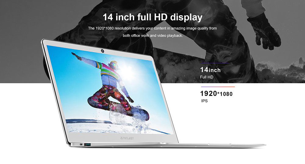 Teclast F7 Business Laptop Intel Apollo Lake N3450 Quad Core 14 Inch 1920*1080 6GB RAM 128GB SSD Windows 10 - Silver