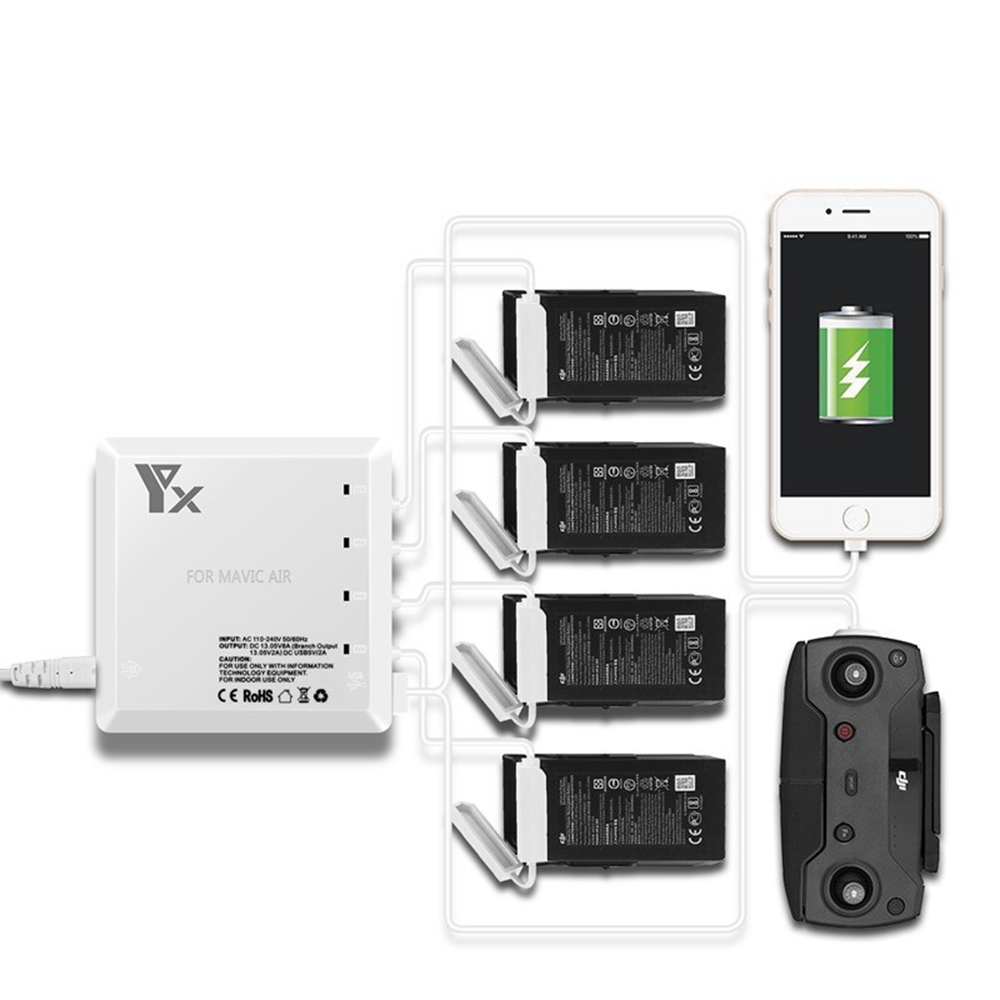 Multiple Ports Battery Remote Controller Charger for DJI Mavic Air - US Plug