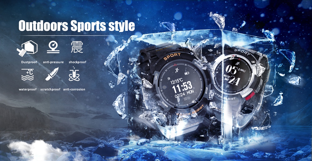 NO.1 F6 Smartwatch NRF51822 Chip IP68 Water Resistant Heart Rate Monitor Outdoor Sports Smartwatch Compatible With Android iOS - Silver
