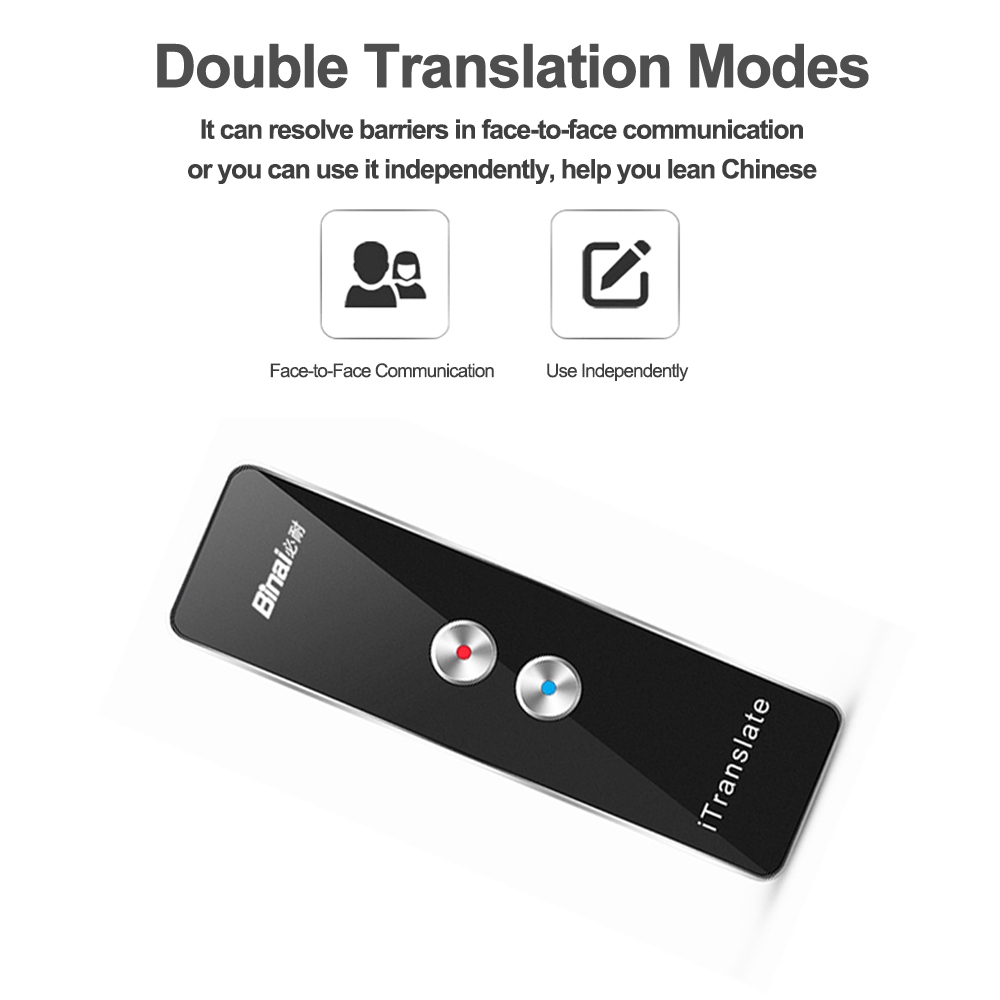 Binai VT1 Smart Voice Translator Real Time Speech Interactive Translation - Black