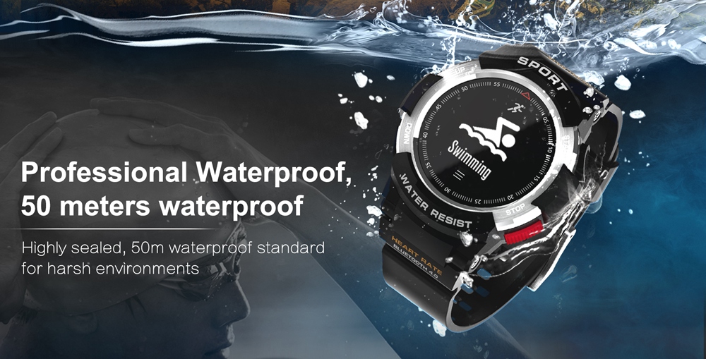 NO.1 F6 Smartwatch NRF51822 Chip IP68 Water Resistant Heart Rate Monitor Outdoor Sports Smartwatch Compatible With Android iOS - Silver