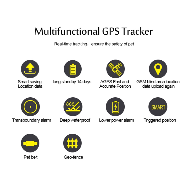 TK200 Mini Pet GPS Tracker IP66 GPS Locator Tracking Low Battery Alarm Car-styling Trackers - Black