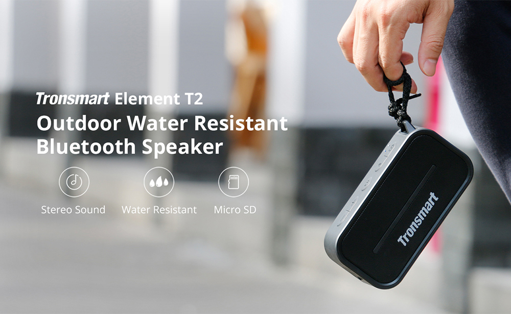 Tronsmart Element T2 Bluetooth 4.2 Outdoor Water Resistant Speaker - Black