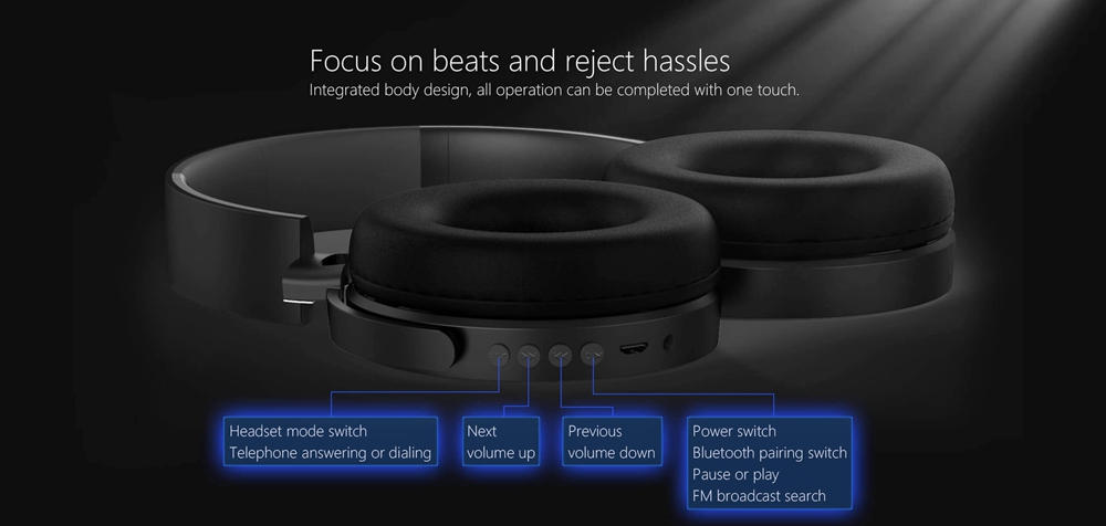 JAKCOM BH2 Bluetooth Headset with Mic Active Noise Reduction - Black