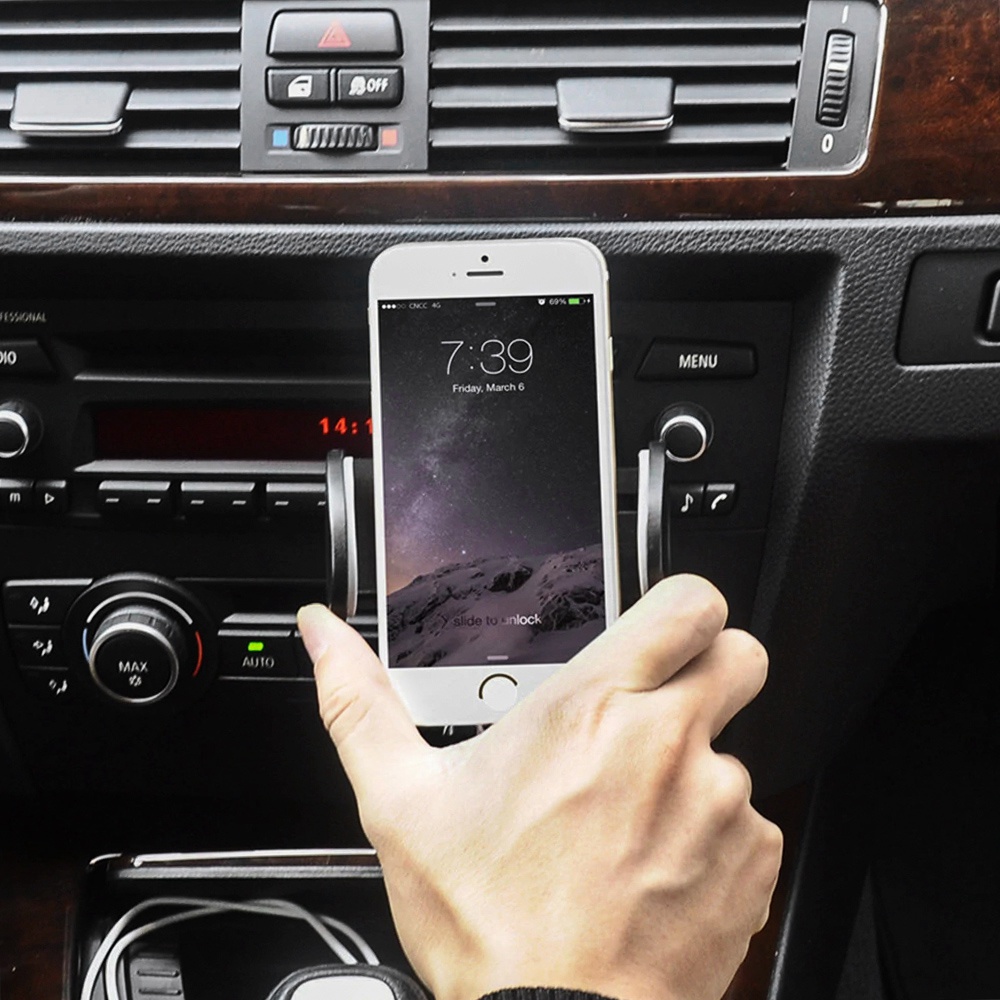 S2381 Car Holder Cigarette Lighter Dual USB Charger For Smartphones - Black