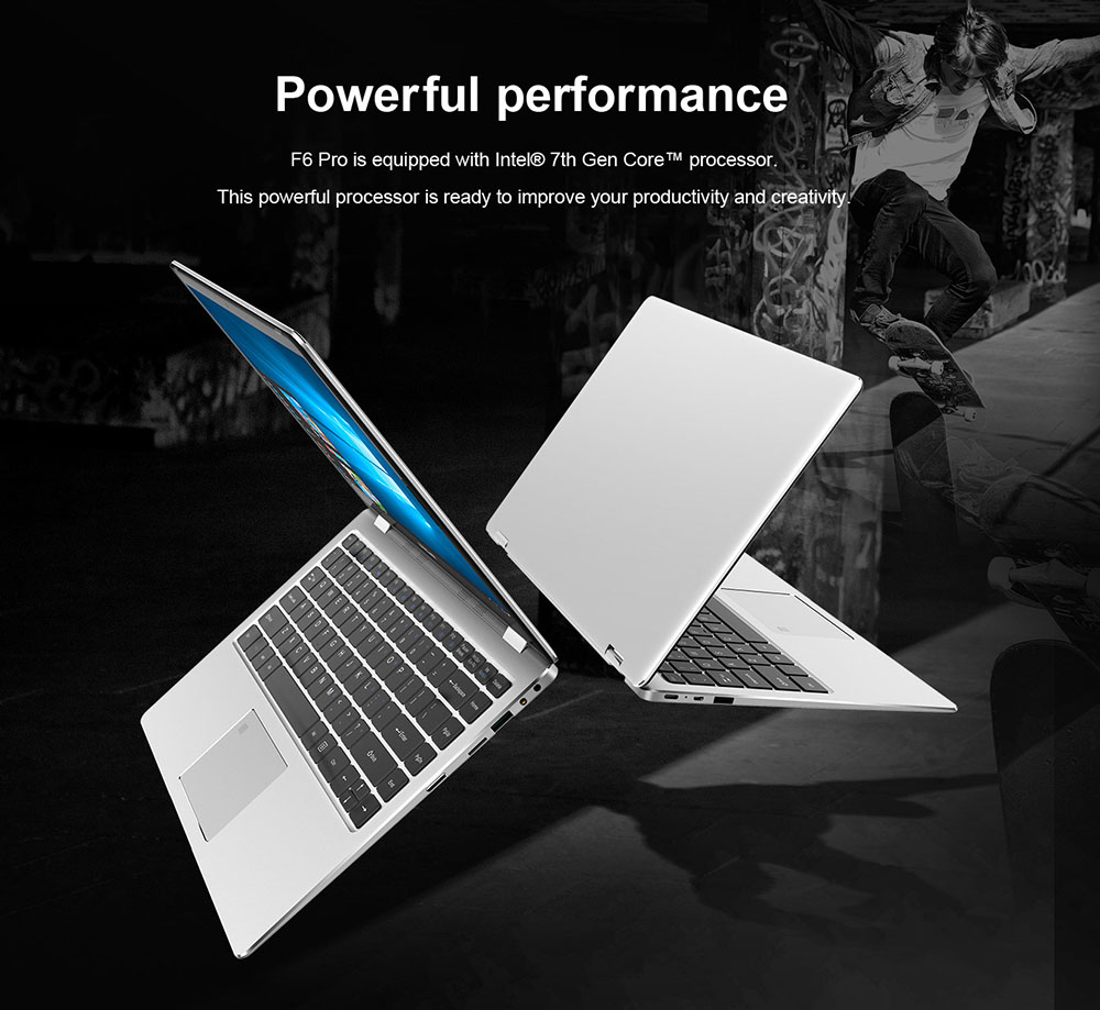 Teclast F6 Pro Notebook Fingerprints Intel Core m3-7Y30 Dual Core 13.3" 1920*1080 IPS Screen 8GB RAM 128GB ROM Windows 10 Dual Band Wifi - Silver