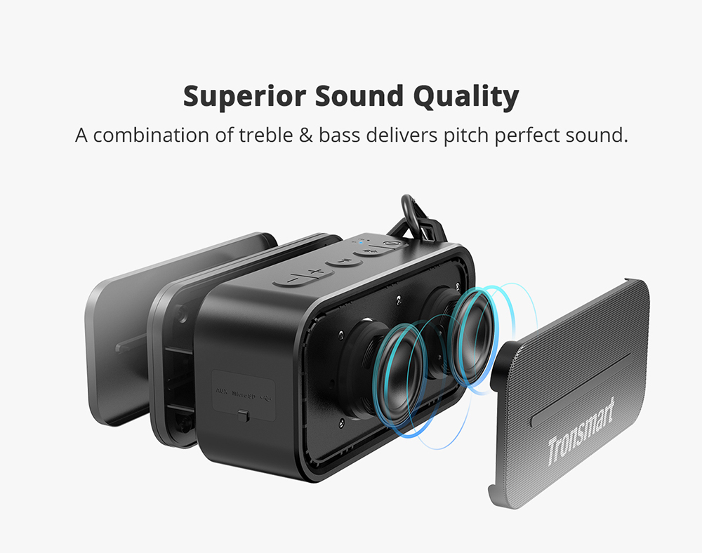 Tronsmart Element T2 Bluetooth 4.2 Outdoor Water Resistant Speaker - Black