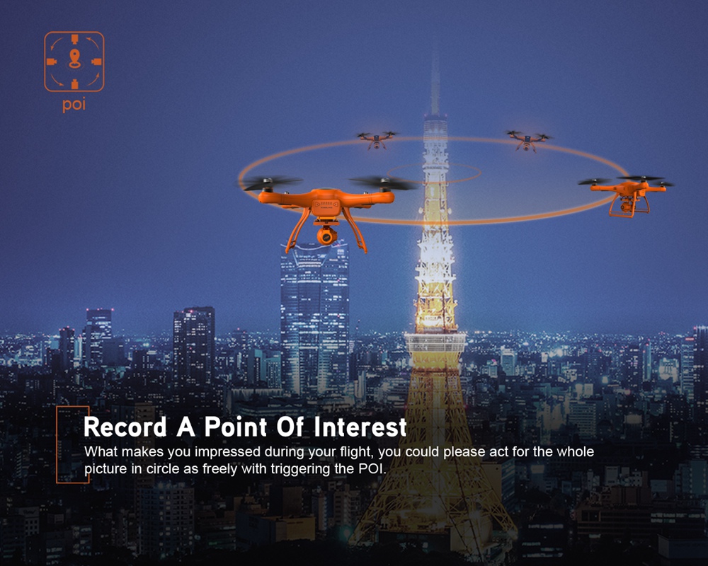 Wingsland M1 Minivet 5.8G GPS FPV 3-Axis Gimbal 1080P HD Camera RC Quadcopter RTF - Orange