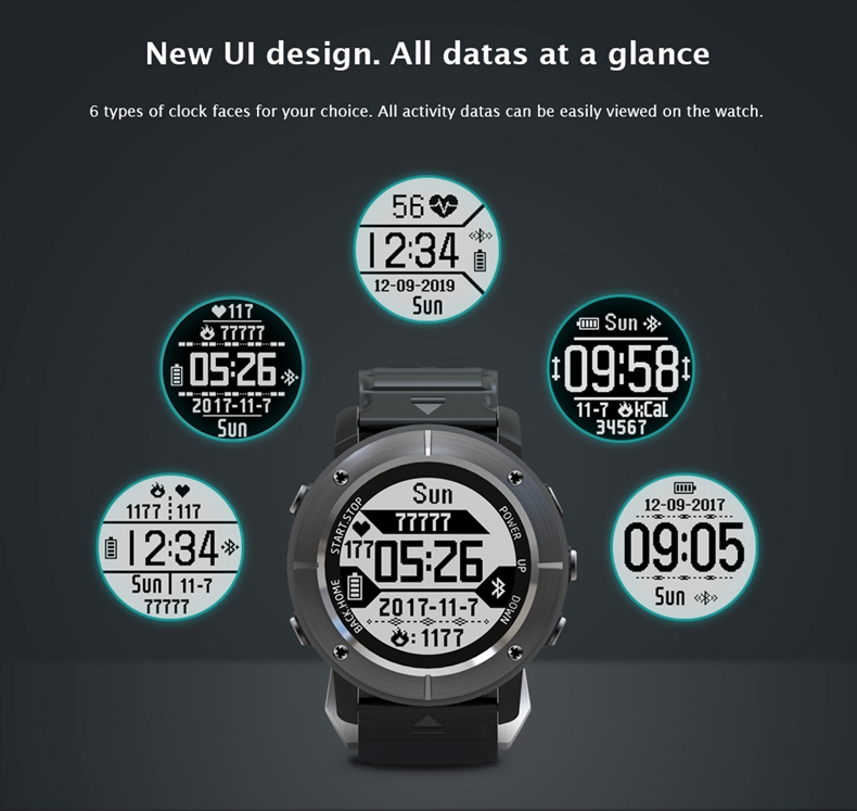 Makibes G06 Smartwatch Heart Rate Monitor IP68 Water Resistant GPS Sports Watch Compatible With IOS Android - Black