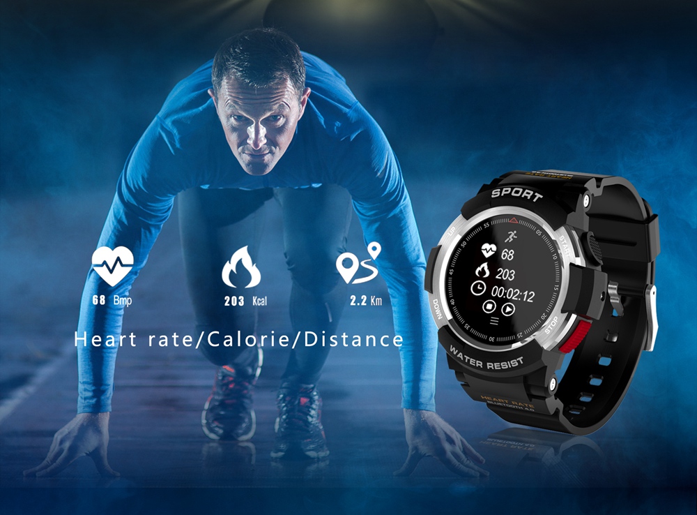 NO.1 F6 Smartwatch NRF51822 Chip IP68 Water Resistant Heart Rate Monitor Outdoor Sports Smartwatch Compatible With Android iOS - Silver
