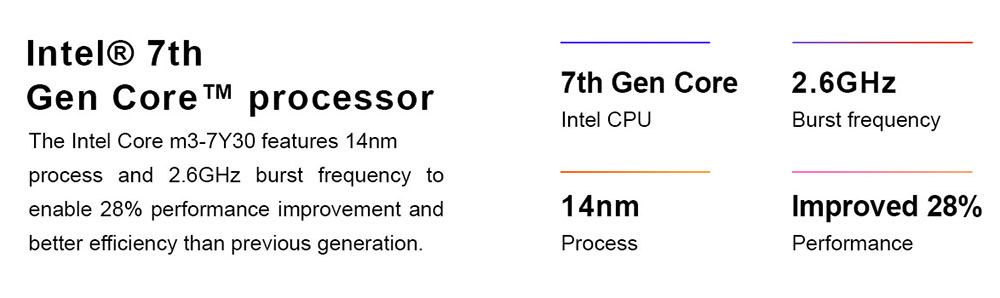 Teclast F6 Pro Notebook Fingerprints Intel Core m3-7Y30 Dual Core 13.3" 1920*1080 IPS Screen 8GB RAM 128GB ROM Windows 10 Dual Band Wifi - Silver