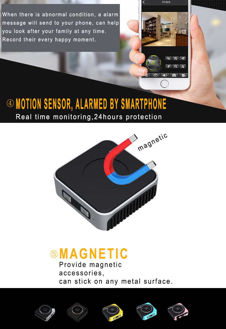 H5 Mini Wifi Camera IP HD 720P Sports Night Vision Camera Anti Theft Monitor Camera