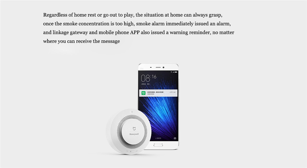 Xiaomi Honeywell Fire Alarm Detector APP Remote Monitor System Photoelectric Smoke Sensor -White