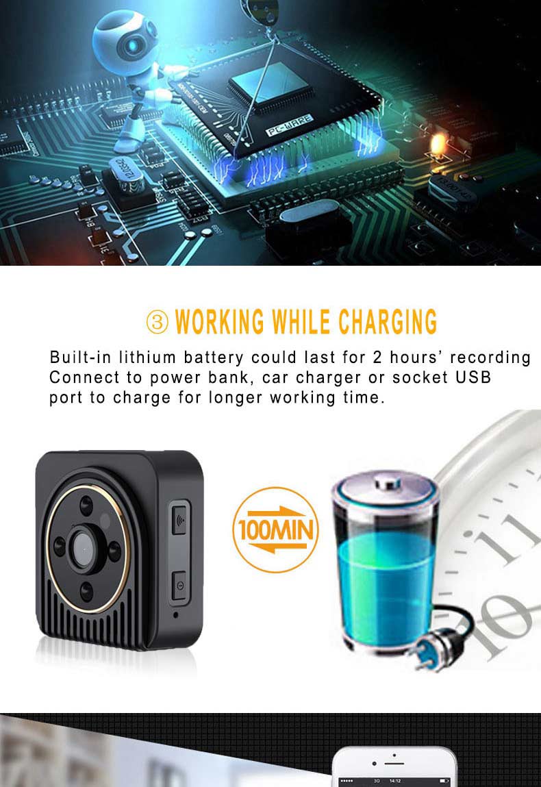H5 Mini Wifi Camera IP HD 720P Sports Night Vision Camera Anti Theft Monitor Camera