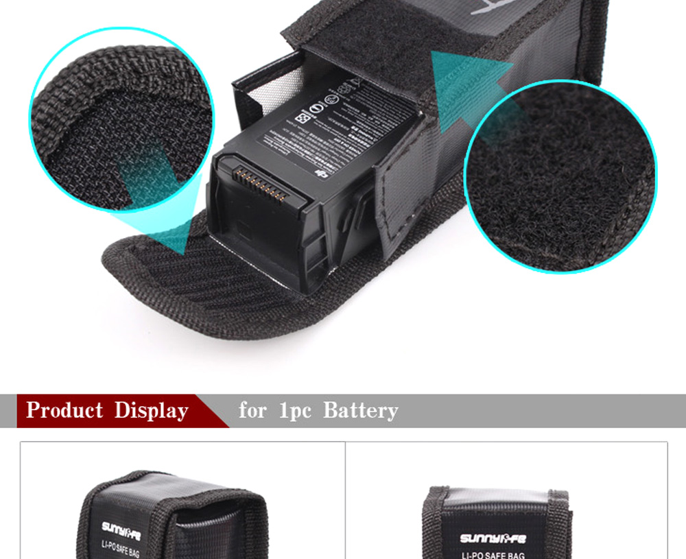 Sunnylife Lithium Battery Safe Bag for DJI Mavic Air Battery - Large Version