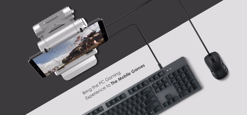 GameSir X1 Bluetooth BattleDock Converter Keyboard and Mouse Adapte for PUBG FPS games, RoS,Knives Out,Free Fire -Silver