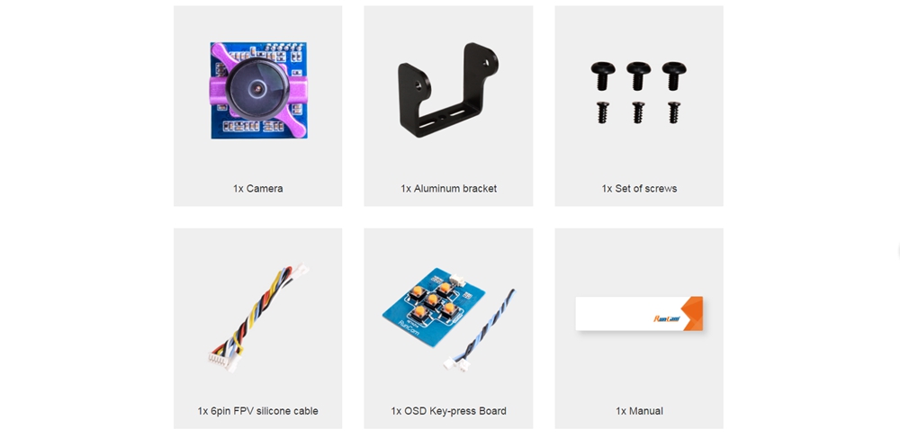 RunCam Micro Sparrow 2 FPV Mini Camera Super WDR OSD 2.1mm 700TVL CMOS Sensor FOV 150 Degree 4:3 - NTSC