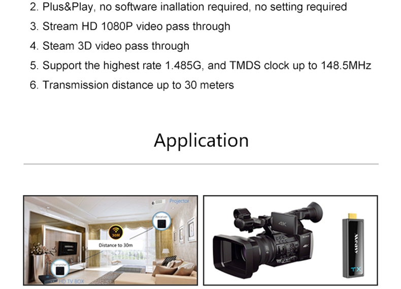 Measy W2H NANO Wireless HDMI Video Transmitter and Receiver 1080P 3D HDMI Extender 30M/100Feet Range
