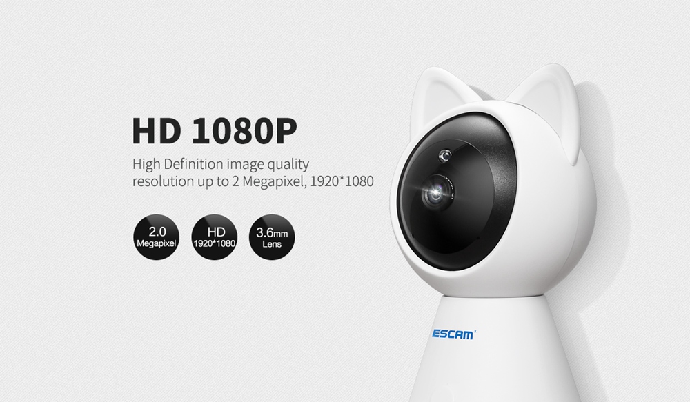 ESCAM QF509 1080P WiFi IP Camera Pan/Tilt Monitor IR ONVIF Network Camera Support Motion Detector Security Camera -White
