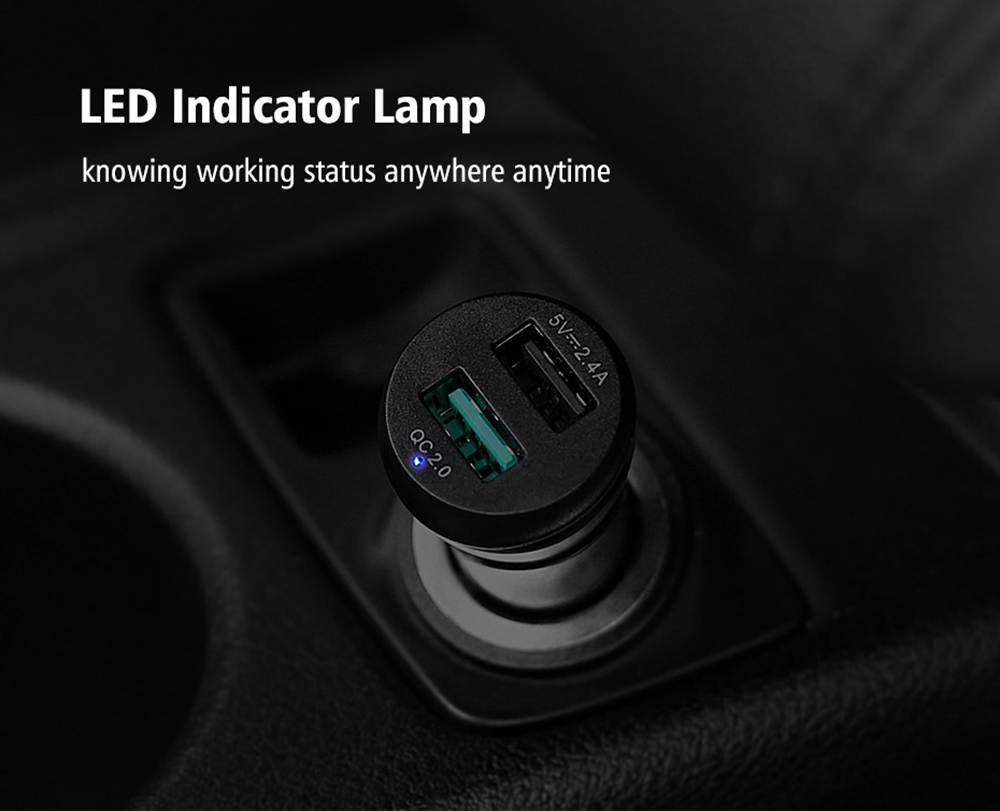 Ugreen Car USB Charger Quick Charge 2.0 Port USB Fast Car Charger - White