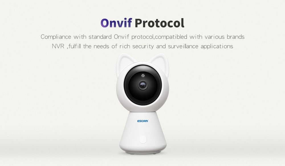 ESCAM QF509 1080P WiFi IP Camera Pan/Tilt Monitor IR ONVIF Network Camera Support Motion Detector Security Camera -White