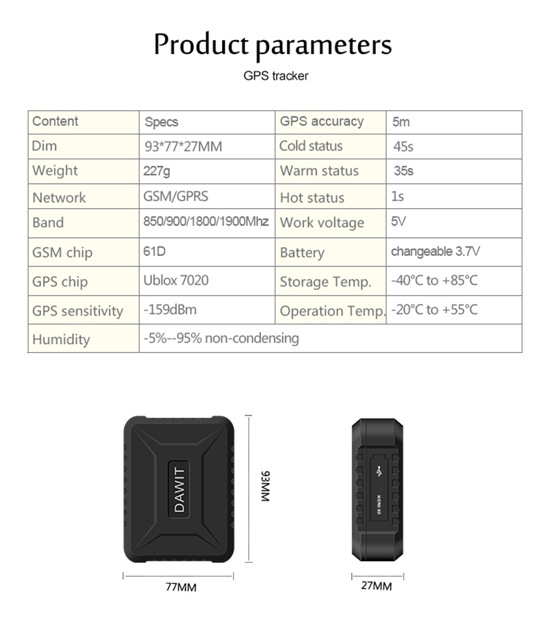 TK800B Car GPS Tracker Realtime GSM GPRS GPS Locator Vehicle Tracking Device Google Link Real Time - Black