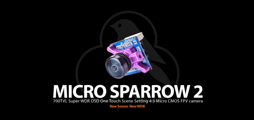 RunCam Micro Sparrow 2 FPV Mini Camera Super WDR OSD 2.1mm 700TVL CMOS Sensor FOV 150 Degree 4:3 - NTSC