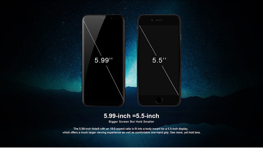 Meiigoo Note 8 5.99 Inch Smartphone Full Screen 4GB 64GB MTK6750T Octa Core Dual Rear Camera Android 7.0 Touch ID - Gold