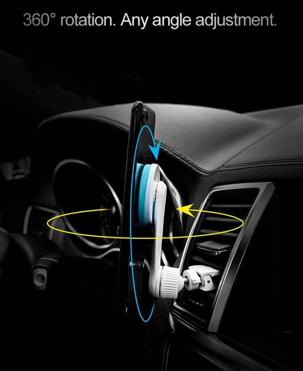 HOCO CA17 Strong Magnetic 360 Degree Rotation Car Mount Air Vent Phone Holder Stand For Smartphone - White + Blue