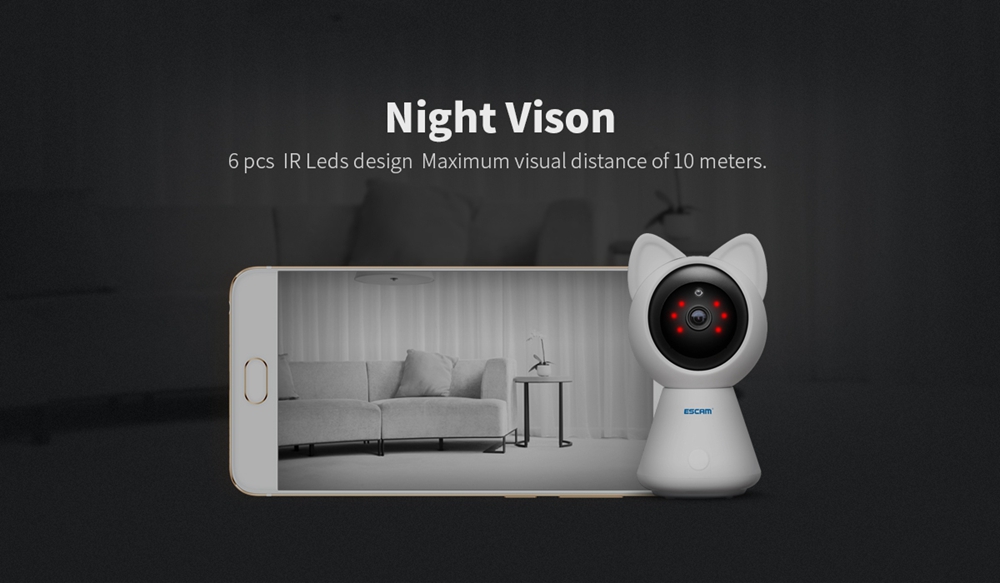 ESCAM QF509 1080P WiFi IP Camera Pan/Tilt Monitor IR ONVIF Network Camera Support Motion Detector Security Camera -White