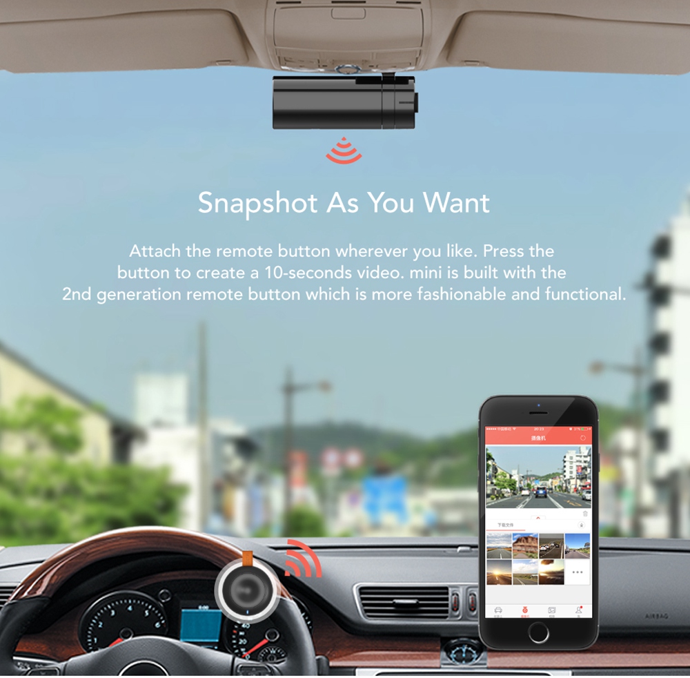 DDPai Mini2 2K Car DVR Camera Built-in Dual WiFi 140 Degree FOV / Built-in Dual WiFi / F1.8/ Loop Recorder - Black