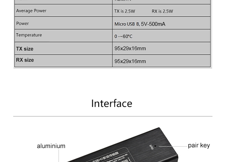 Measy W2H NANO Wireless HDMI Video Transmitter and Receiver 1080P 3D HDMI Extender 30M/100Feet Range