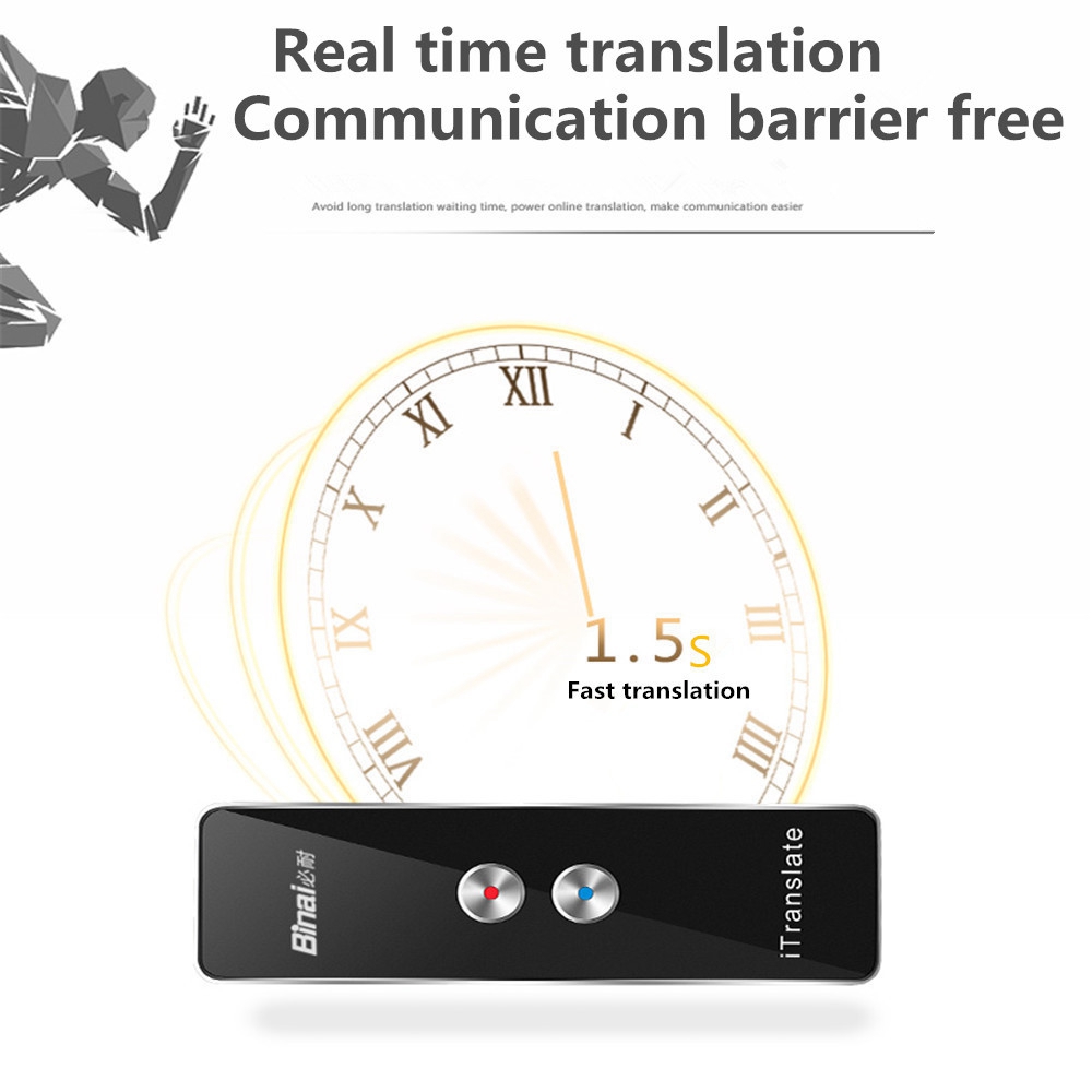 Binai VT1 Smart Voice Translator Real Time Speech Interactive Translation - Black