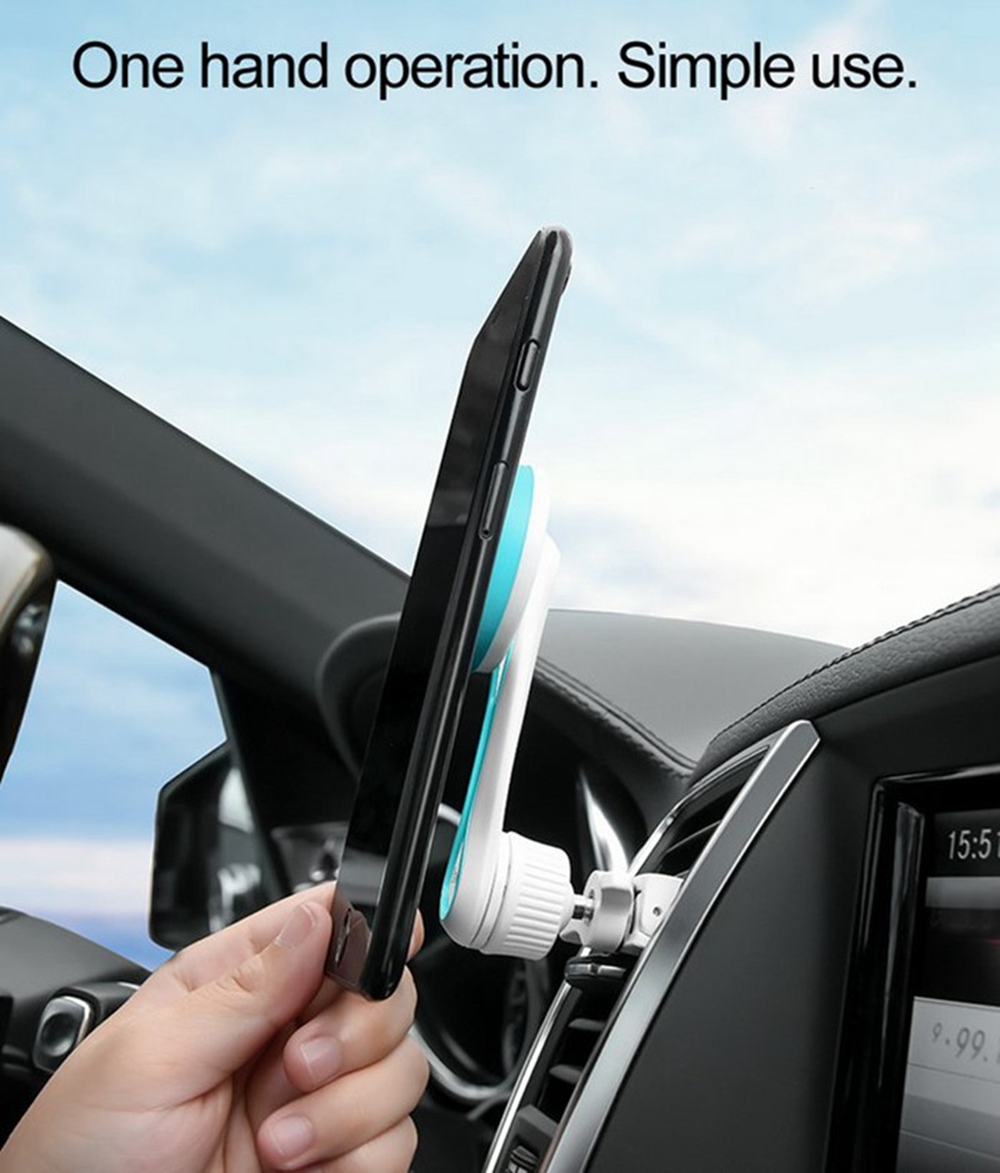 HOCO CA17 Strong Magnetic 360 Degree Rotation Car Mount Air Vent Phone Holder Stand For Smartphone - White + Blue